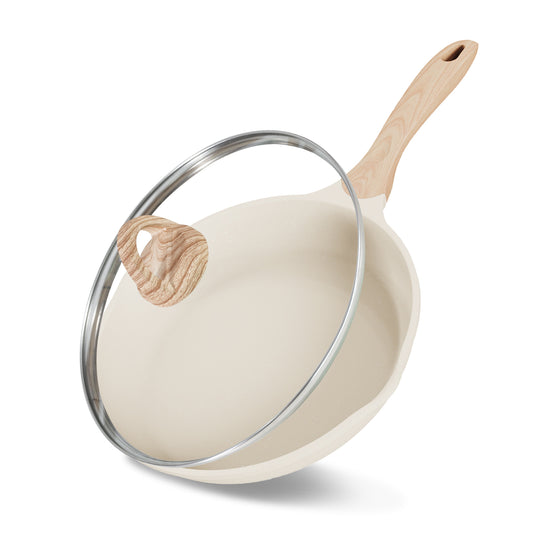 JEETEE Granite Stone Skillet with Lid – Grey