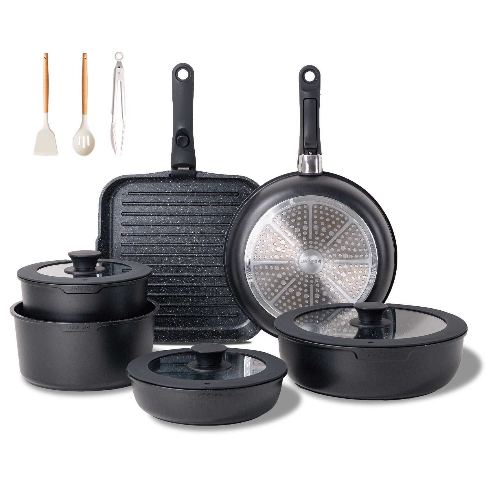 JEETEE Pots and Pans Set Non Stick 26pcs, Cookware Set with Removable Handle