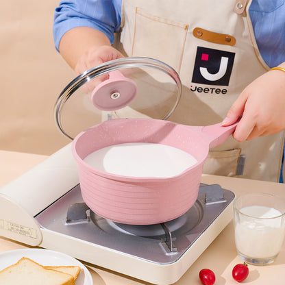JEETEE Nonstick Granite Cookware Set – Grey/Beige/Pink