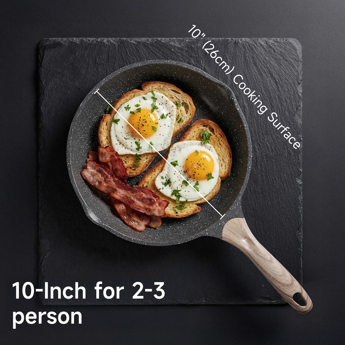 Sartén antiadherente JEETEE, utensilios de cocina con revestimiento de piedra, sartén antiadherente para tortillas con mango resistente al calor, sartén de inducción para huevos, gris/beige