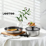 Load image into Gallery viewer, Jeetee 18pcs Hybrid Stainless Steel Cookware Set with Detachable Handle