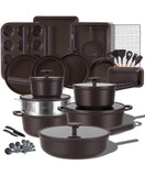 Load image into Gallery viewer, JEETEE 50-Piece Titanium Pots and Pans Set Non Stick, Cookware Set with 6pc Bakeware, Ultimate Pot and Pan Set for Cooking With Lid, Induction &amp; Oven &amp; Dishwasher Safe, PFAS Free