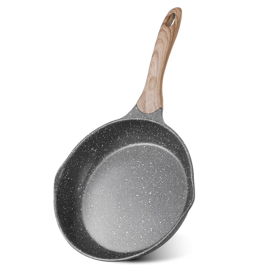 JEETEE Nonstick Frying Pan, Stone Coating Cookware, Nonstick Omelette Pan with Heat-Resistant Handle, Induction Skillet for Eggs ,Grey/Beige