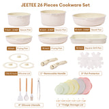 Load image into Gallery viewer, JEETEE Pots and Pans Set Non Stick 26pcs, Cookware Set with Removable Handle