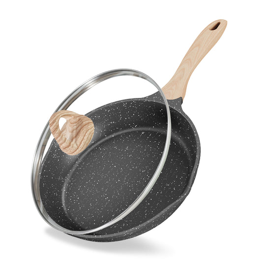 JEETEE Granite Stone Skillet with Lid – Grey