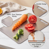 Load image into Gallery viewer, JEETEE Titanium Cutting Board for Kitchen, Non-Toxic with Juice Groove | 100% Pure Titanium, Double Sided, Dishwasher Safe, For Meat, Fruit, Vegetables