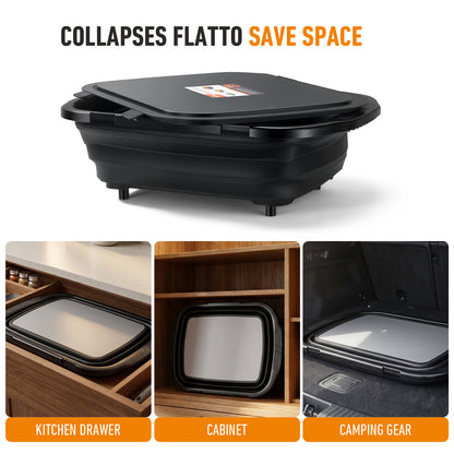 JEETEE Cubeta plegable para barbacoa con tapa, capacidad extragrande 3 en 1 | Tabla de cortar de titanio integrada, para marinar, asar a la parrilla, acampar y almacenar alimentos