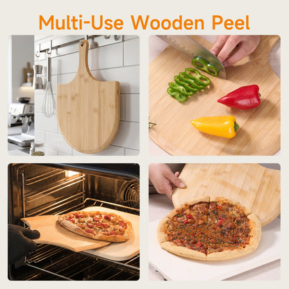 JEETEE Cordierite Pizza Stone Set, 15x12 Inch Baking Stone for Oven & Grill