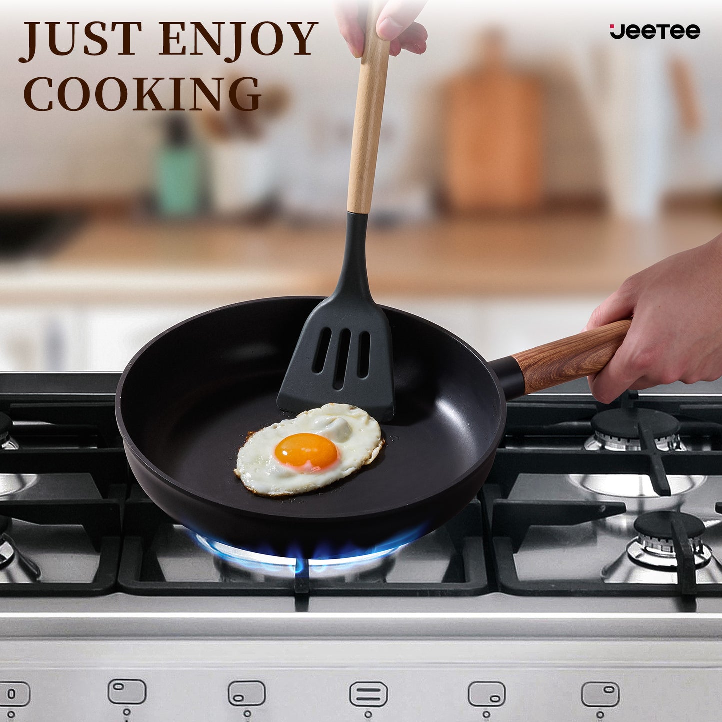 JEETEE Ceramic Nonstick Cookware Set with Removable Handles