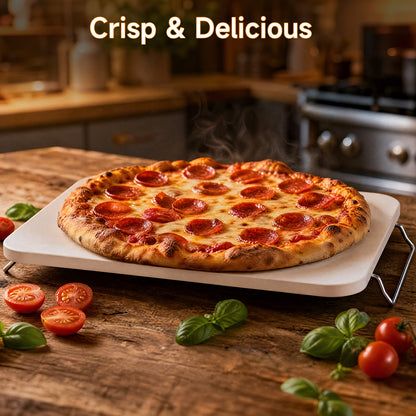 JEETEE Cordierite Pizza Stone Set, 15x12 Inch Baking Stone for Oven & Grill