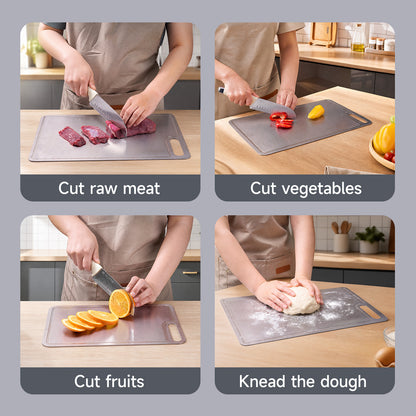 Tabla de cortar de titanio JEETEE para cocina, no tóxica con ranura para jugos | 100% titanio puro, doble cara, apta para lavavajillas, para carne, fruta, verduras