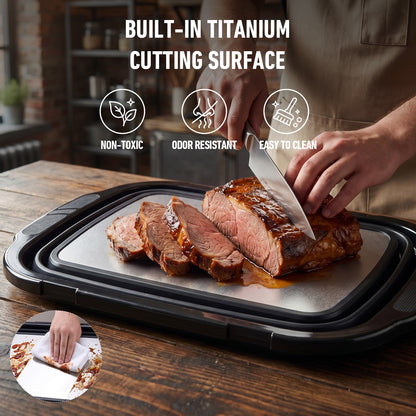 JEETEE Cubeta plegable para barbacoa con tapa, capacidad extragrande 3 en 1 | Tabla de cortar de titanio integrada, para marinar, asar a la parrilla, acampar y almacenar alimentos