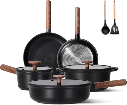 JEETEE Ceramic Nonstick Cookware Set with Removable Handles