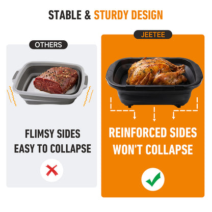 JEETEE Cubeta plegable para barbacoa con tapa, capacidad extragrande 3 en 1 | Tabla de cortar de titanio integrada, para marinar, asar a la parrilla, acampar y almacenar alimentos