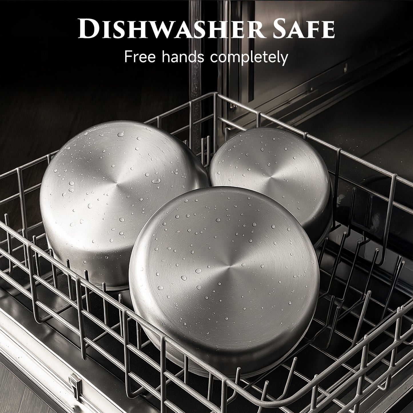 Juego de batería de cocina híbrida de acero inoxidable Jeetee de 18 piezas con mango desmontable