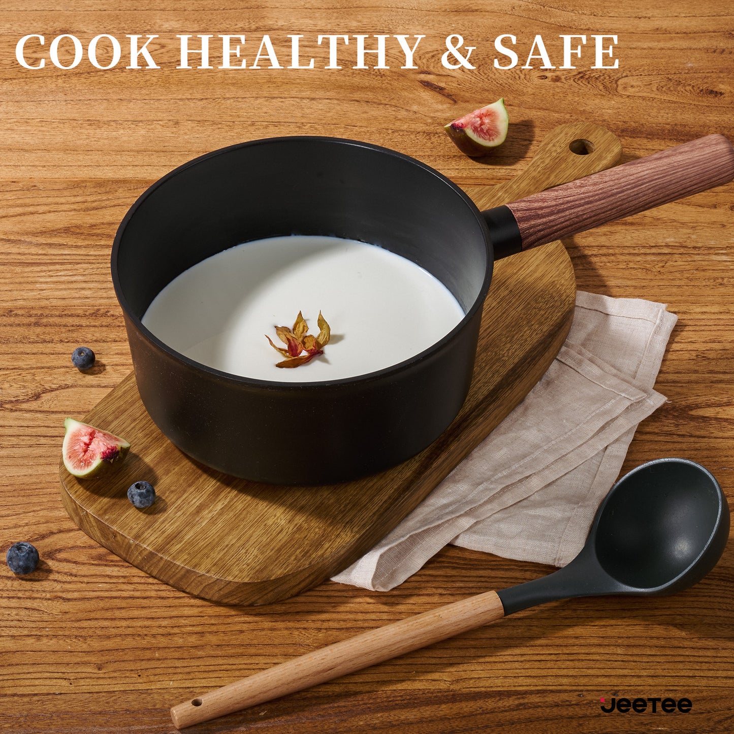 JEETEE Ceramic Nonstick Cookware Set with Removable Handles
