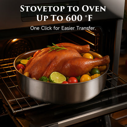 Juego de batería de cocina híbrida de acero inoxidable Jeetee de 18 piezas con mango desmontable