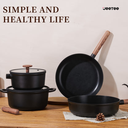 JEETEE Ceramic Nonstick Cookware Set with Removable Handles
