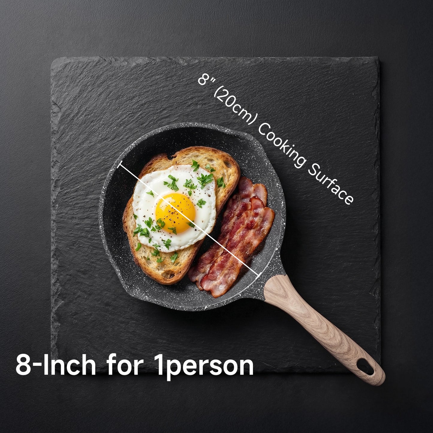 Sartén antiadherente JEETEE, utensilios de cocina con revestimiento de piedra, sartén antiadherente para tortillas con mango resistente al calor, sartén de inducción para huevos, gris/beige
