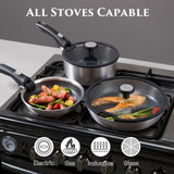 Load image into Gallery viewer, Jeetee 18pcs Hybrid Stainless Steel Cookware Set with Detachable Handle