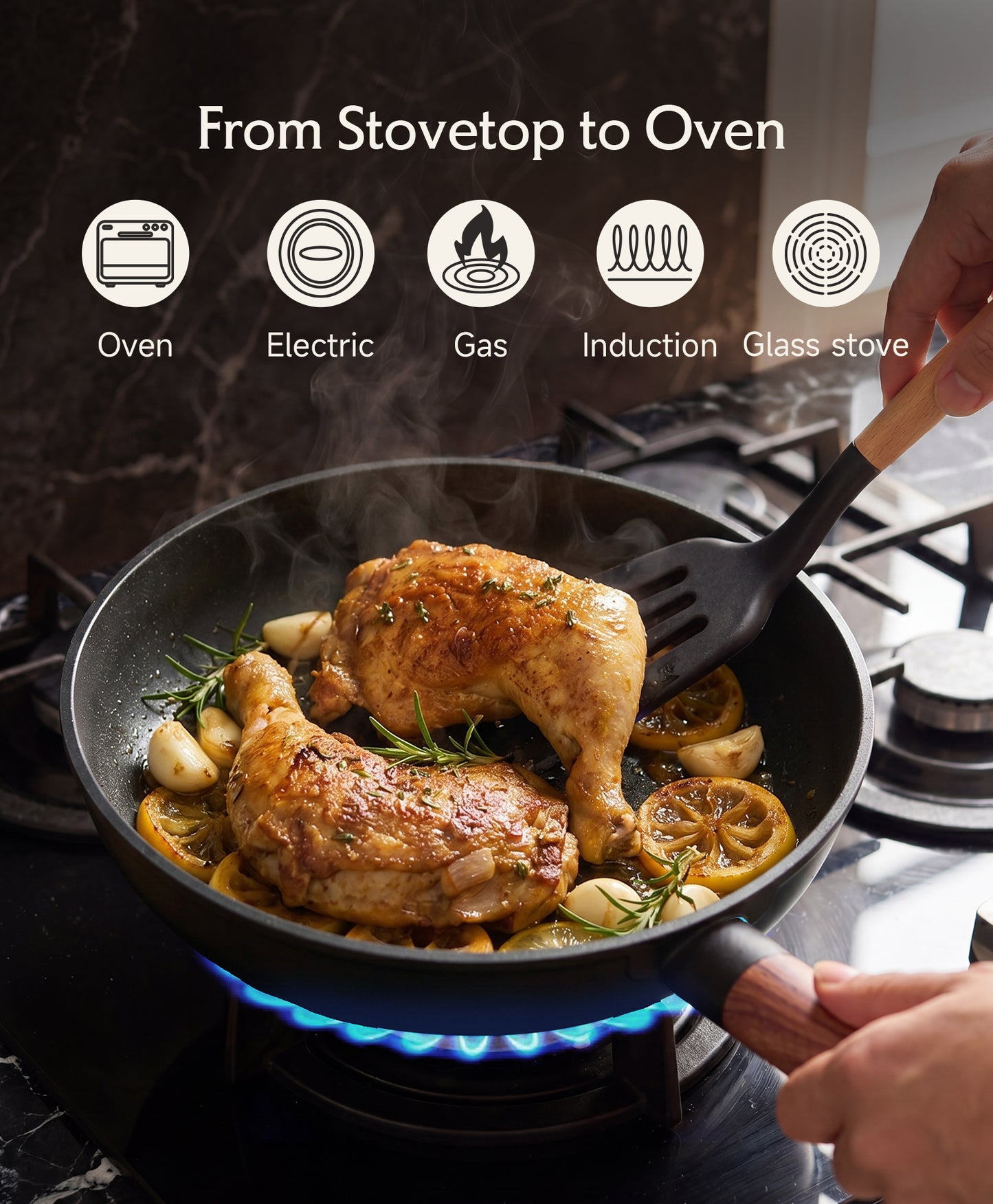 JEETEE 50-Piece Titanium Cookware Set with Bakeware | Induction & Oven Safe, PFAS Free