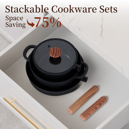 JEETEE Ceramic Nonstick Cookware Set with Removable Handles