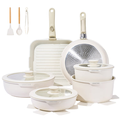 JEETEE Pots and Pans Set Non Stick 26pcs, Cookware Set with Removable Handle