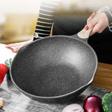 Load image into Gallery viewer, JEETEE Non-stick Wok Pan with Glass Lid, Granite Stone Coating Cookware, Grey
